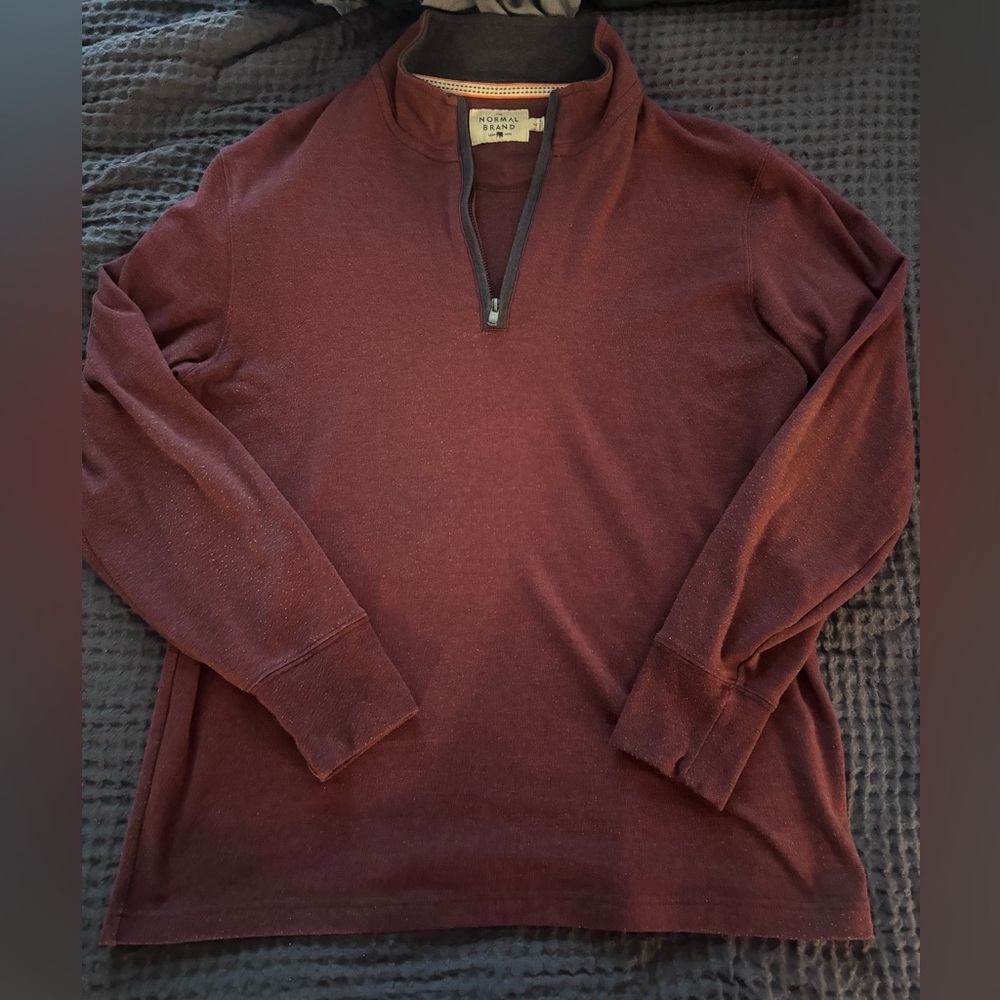 The Normal Brand Men's Maroon Zip-Up Sweater